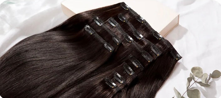 Luxury clip-in hair extensions-black/brown